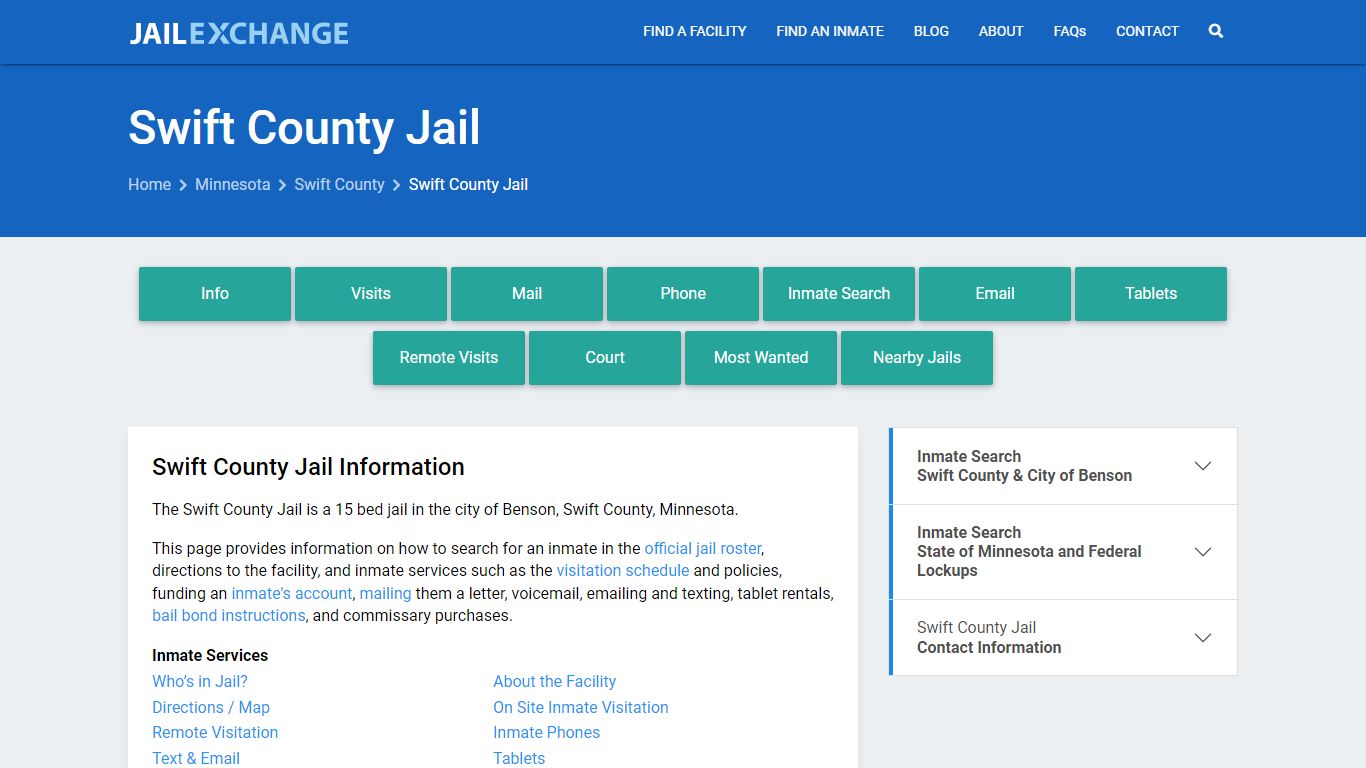 Swift County Jail, MN Inmate Search, Information